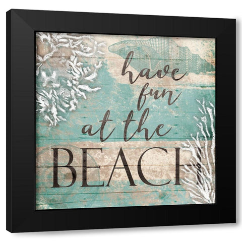 Fun Beach Black Modern Wood Framed Art Print with Double Matting by Grey, Jace