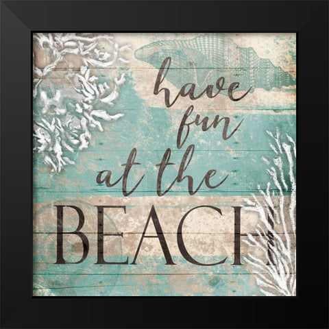Fun Beach Black Modern Wood Framed Art Print by Grey, Jace