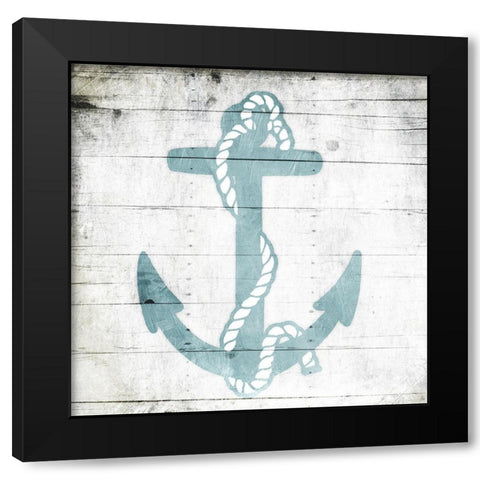 Teal Anchor Toned Down Black Modern Wood Framed Art Print with Double Matting by Grey, Jace