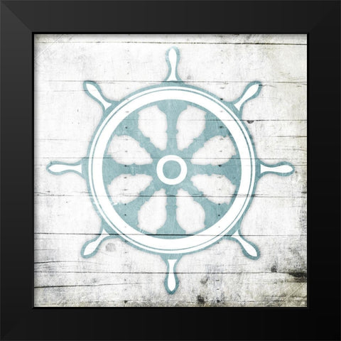 Teal Steering Wheel Toned Down Black Modern Wood Framed Art Print by Grey, Jace