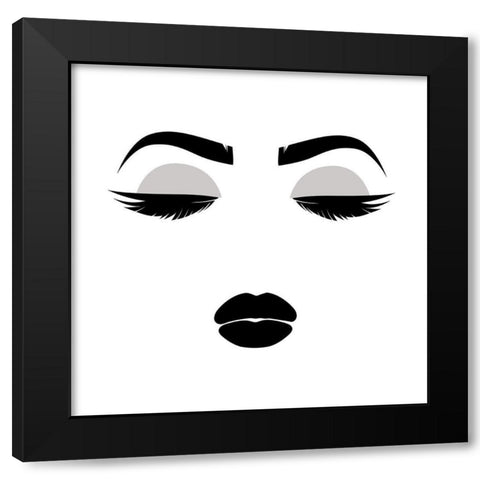 Her Face Black Modern Wood Framed Art Print with Double Matting by Grey, Jace
