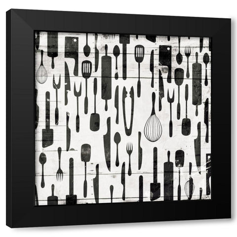 Kitchen Tools Black Modern Wood Framed Art Print by Grey, Jace