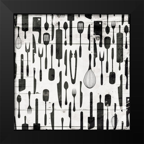 Kitchen Tools Black Modern Wood Framed Art Print by Grey, Jace
