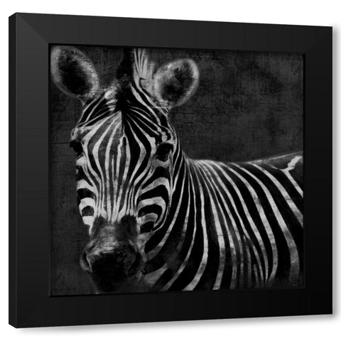Zebra Black And White Black Modern Wood Framed Art Print by Grey, Jace