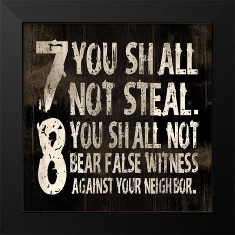 10 commandments Black Modern Wood Framed Art Print by Grey, Jace