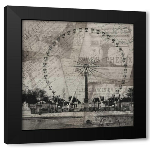 London Wheel Black Modern Wood Framed Art Print with Double Matting by Grey, Jace