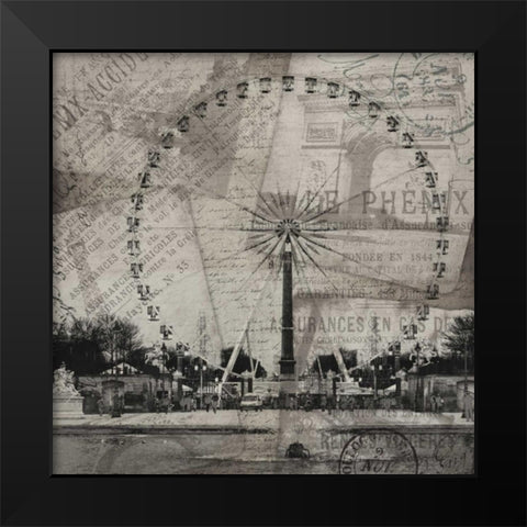 London Wheel Black Modern Wood Framed Art Print by Grey, Jace
