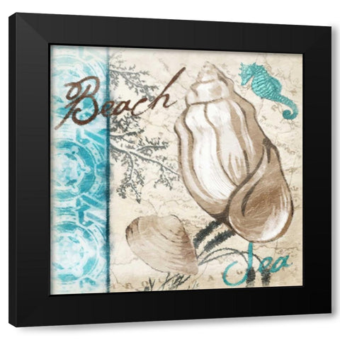 Beach pattern New Black Modern Wood Framed Art Print by Grey, Jace