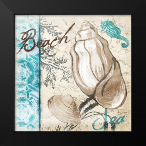 Beach pattern New Black Modern Wood Framed Art Print by Grey, Jace