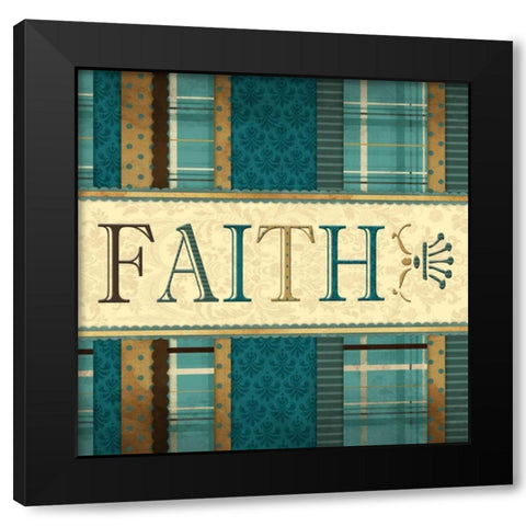 Faith Plaid in Turquoise Black Modern Wood Framed Art Print by Grey, Jace