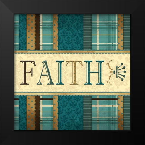 Faith Plaid in Turquoise Black Modern Wood Framed Art Print by Grey, Jace