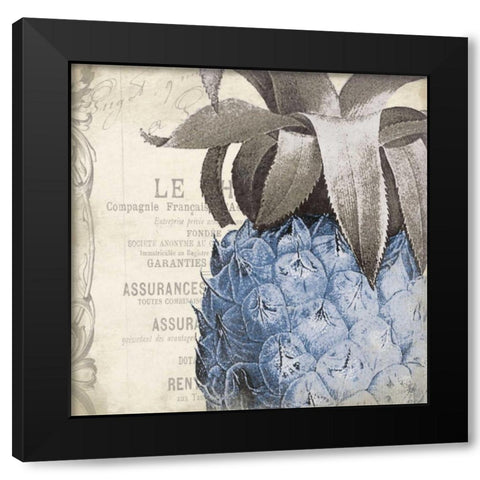 Pineapple Blue Black Modern Wood Framed Art Print by Grey, Jace
