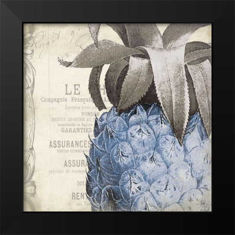 Pineapple Blue Black Modern Wood Framed Art Print by Grey, Jace