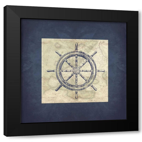 Coastal Map Blue Bordered Black Modern Wood Framed Art Print with Double Matting by Grey, Jace
