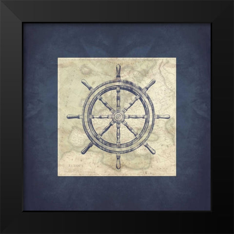 Coastal Map Blue Bordered Black Modern Wood Framed Art Print by Grey, Jace