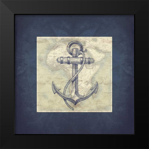 Coastal Map Mate Bordered Black Modern Wood Framed Art Print by Grey, Jace