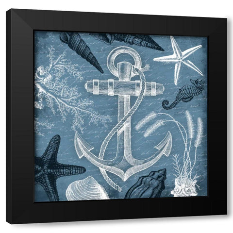 Anchor Nautical Black Modern Wood Framed Art Print with Double Matting by Grey, Jace