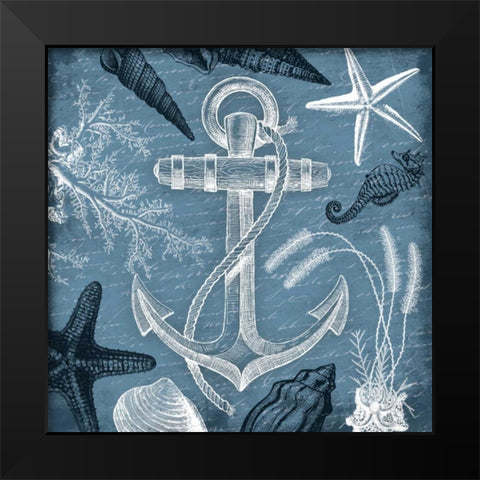Anchor Nautical Black Modern Wood Framed Art Print by Grey, Jace