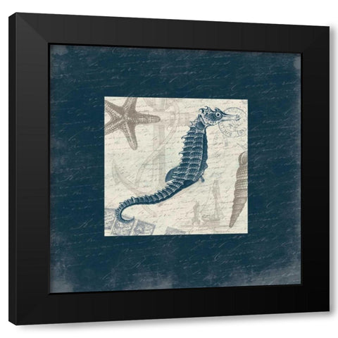 Seahorse Bordered Black Modern Wood Framed Art Print by Grey, Jace