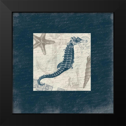 Seahorse Bordered Black Modern Wood Framed Art Print by Grey, Jace