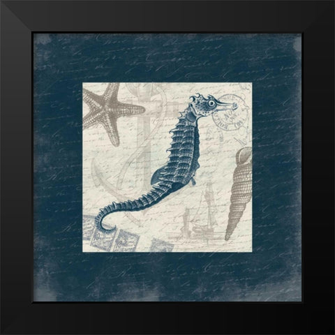 Seahorse Bordered Black Modern Wood Framed Art Print by Grey, Jace