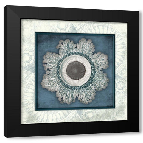 Coastal blue mate bordered Black Modern Wood Framed Art Print by Grey, Jace