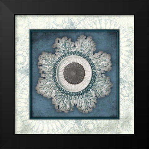 Coastal blue mate bordered Black Modern Wood Framed Art Print by Grey, Jace