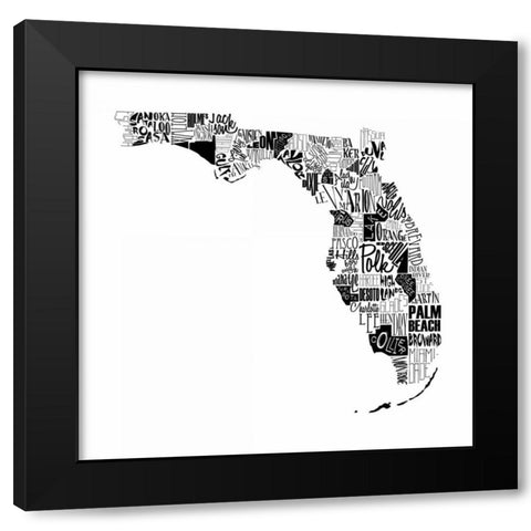 Florida Black Modern Wood Framed Art Print with Double Matting by Grey, Jace
