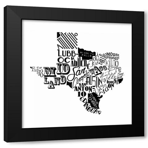 Texas Black Modern Wood Framed Art Print by Grey, Jace