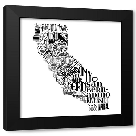 CA Black Modern Wood Framed Art Print by Grey, Jace
