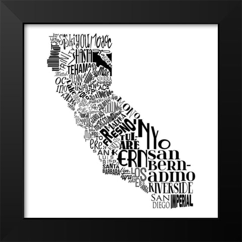CA Black Modern Wood Framed Art Print by Grey, Jace