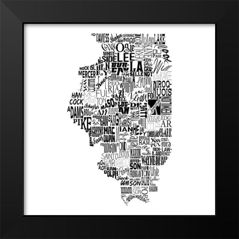 Illinois Black Modern Wood Framed Art Print by Grey, Jace