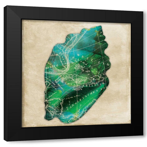 Map Shell Black Modern Wood Framed Art Print by Grey, Jace