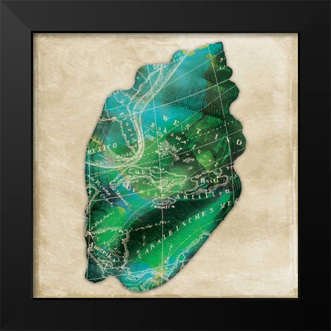 Map Shell Black Modern Wood Framed Art Print by Grey, Jace