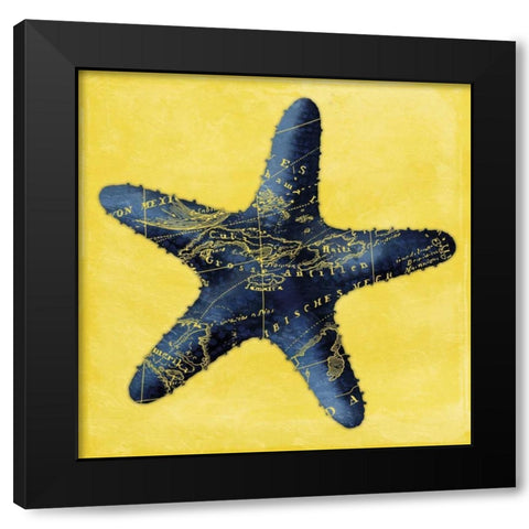 Map Starfish Y Indigo Black Modern Wood Framed Art Print with Double Matting by Grey, Jace