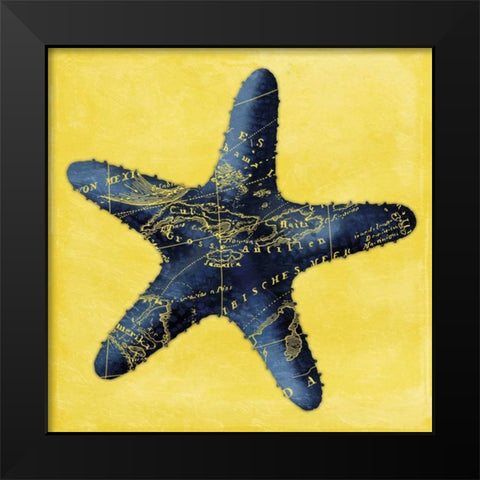 Map Starfish Y Indigo Black Modern Wood Framed Art Print by Grey, Jace
