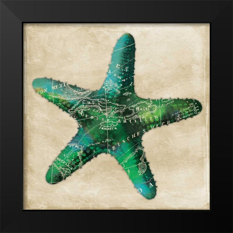 Map Starfish Black Modern Wood Framed Art Print by Grey, Jace