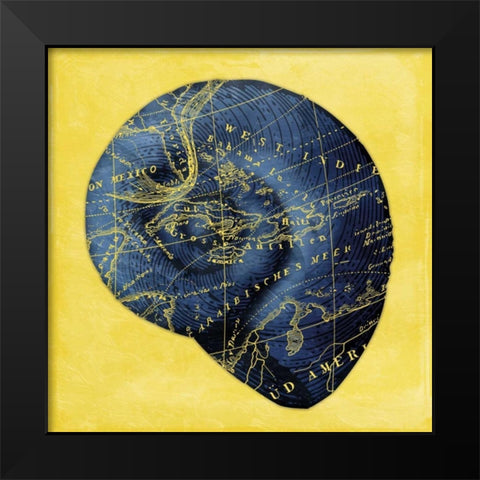 Map Shell 2 Y Indigo Black Modern Wood Framed Art Print by Grey, Jace
