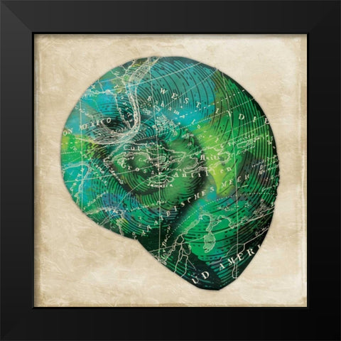 Map Shell2 Black Modern Wood Framed Art Print by Grey, Jace
