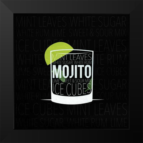Type drinks 2 Black Modern Wood Framed Art Print by Grey, Jace
