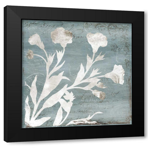 Floral Blues Black Modern Wood Framed Art Print by Grey, Jace