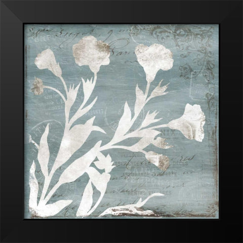 Floral Blues Black Modern Wood Framed Art Print by Grey, Jace