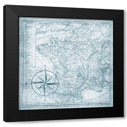 Full sea Bue map Black Modern Wood Framed Art Print by Grey, Jace