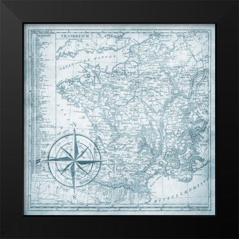 Full sea Bue map Black Modern Wood Framed Art Print by Grey, Jace