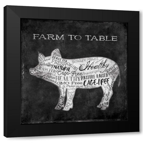 Farm To Pig Black Modern Wood Framed Art Print by Grey, Jace