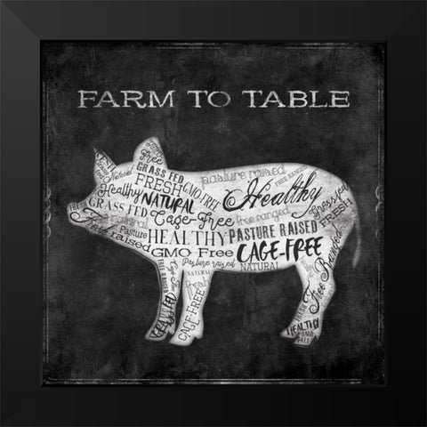 Farm To Pig Black Modern Wood Framed Art Print by Grey, Jace