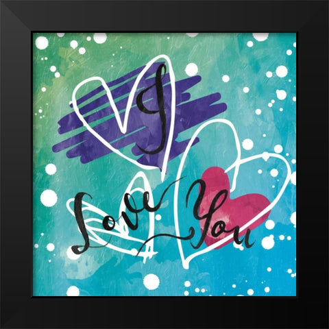I Love You Black Modern Wood Framed Art Print by Grey, Jace