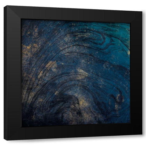 Golden Blue Marble Black Modern Wood Framed Art Print by Grey, Jace