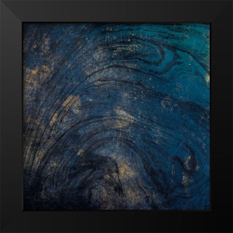 Golden Blue Marble Black Modern Wood Framed Art Print by Grey, Jace