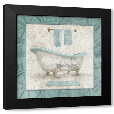 Serene Coastal Bath Black Modern Wood Framed Art Print by Grey, Jace